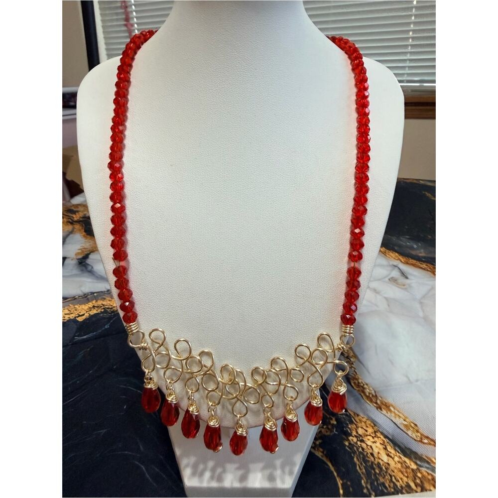 Sonja Gonzalez red necklace and earring set NWT! - Picture 4 of 9